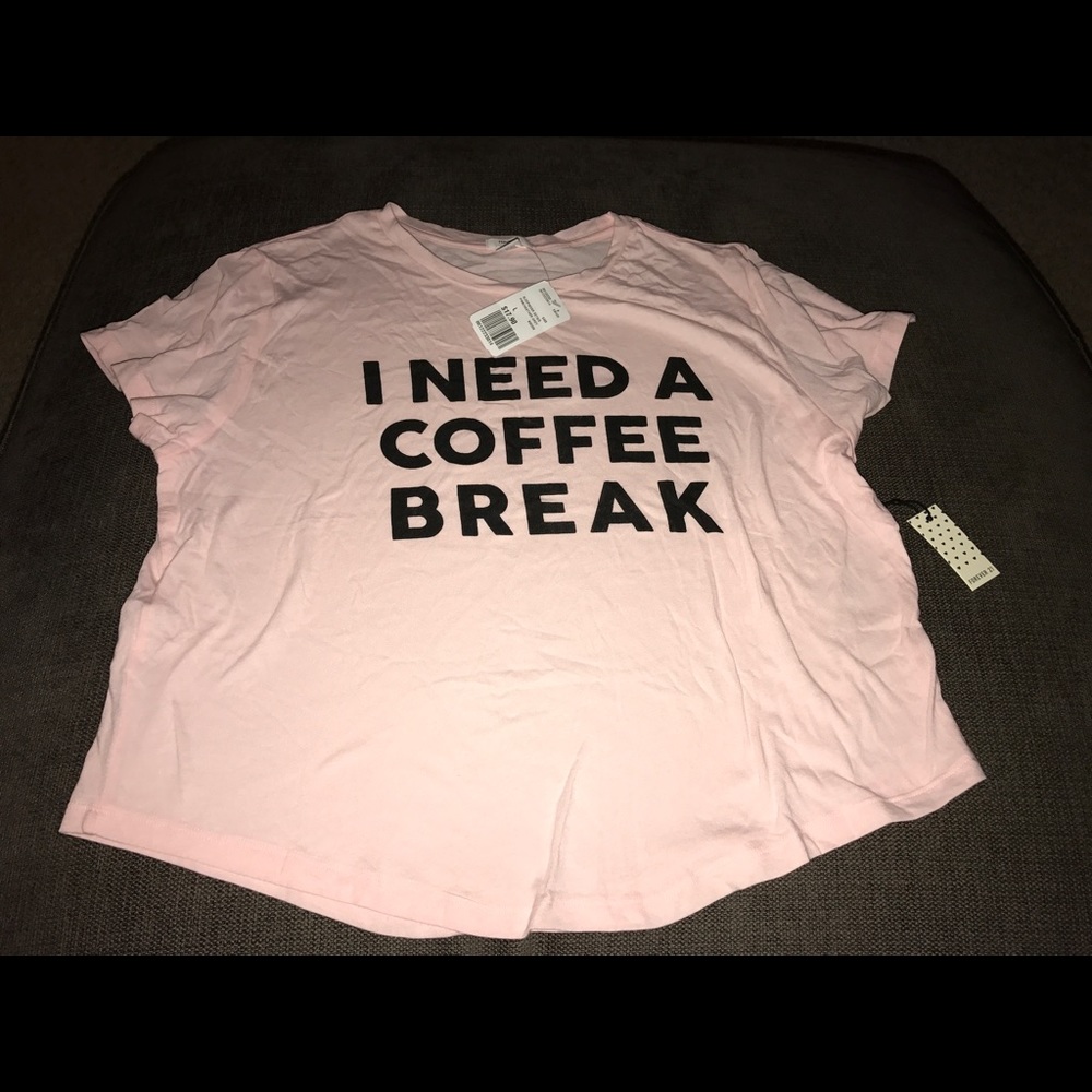 Forever 21 sleep crop shirt pink/blk Large